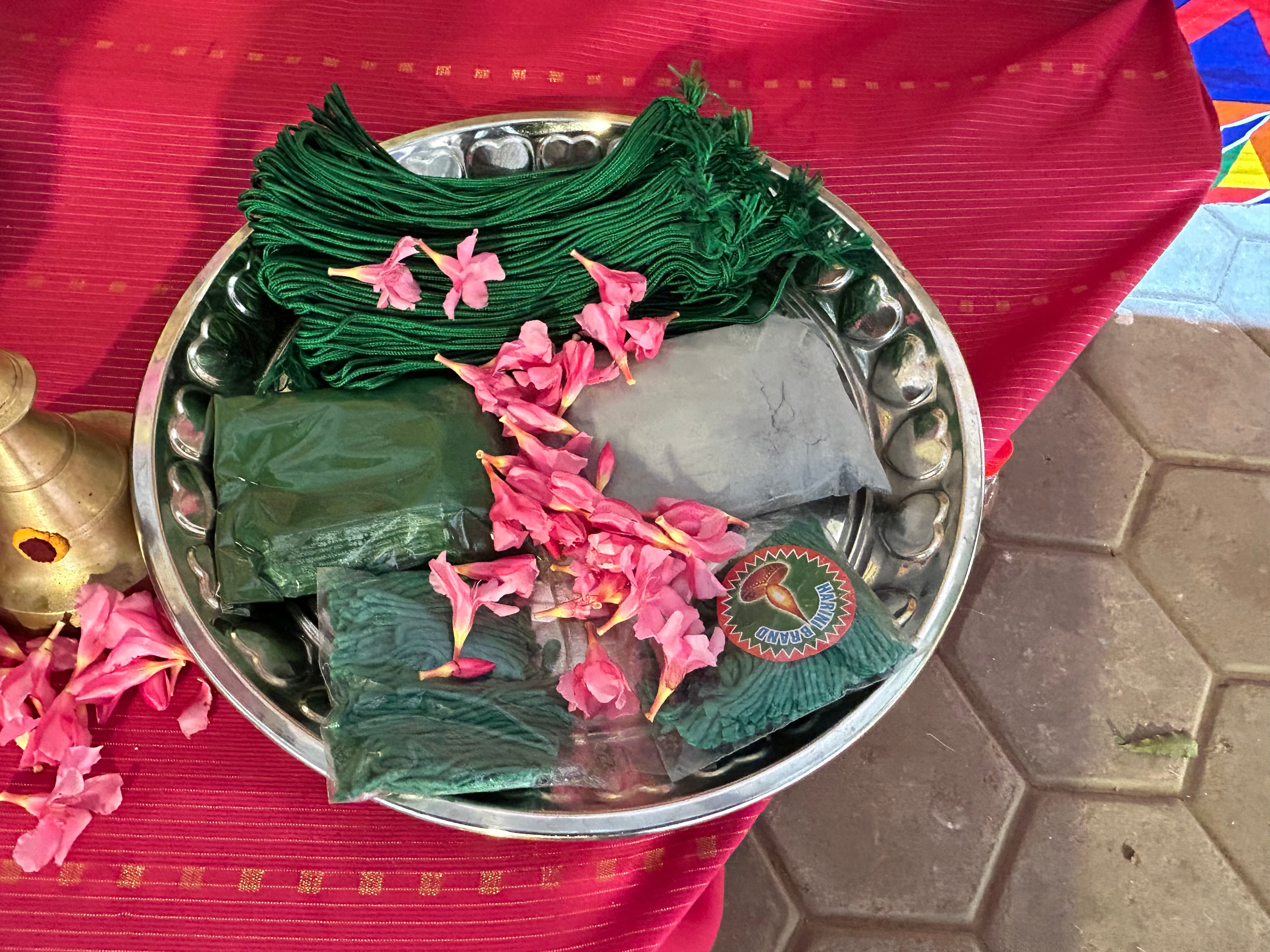 Devotees participating in sacred ceremony