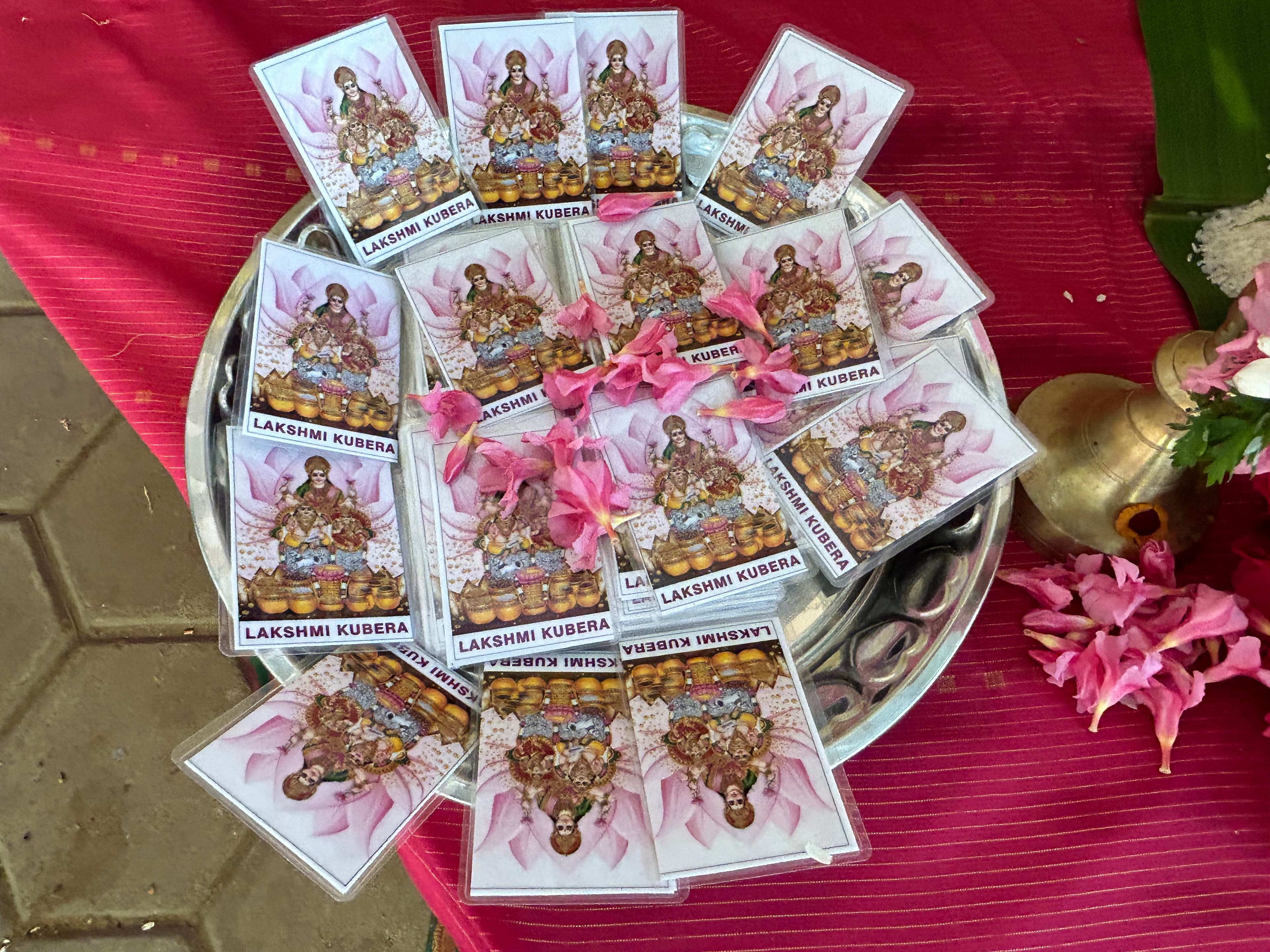 Traditional pooja setup with sacred items