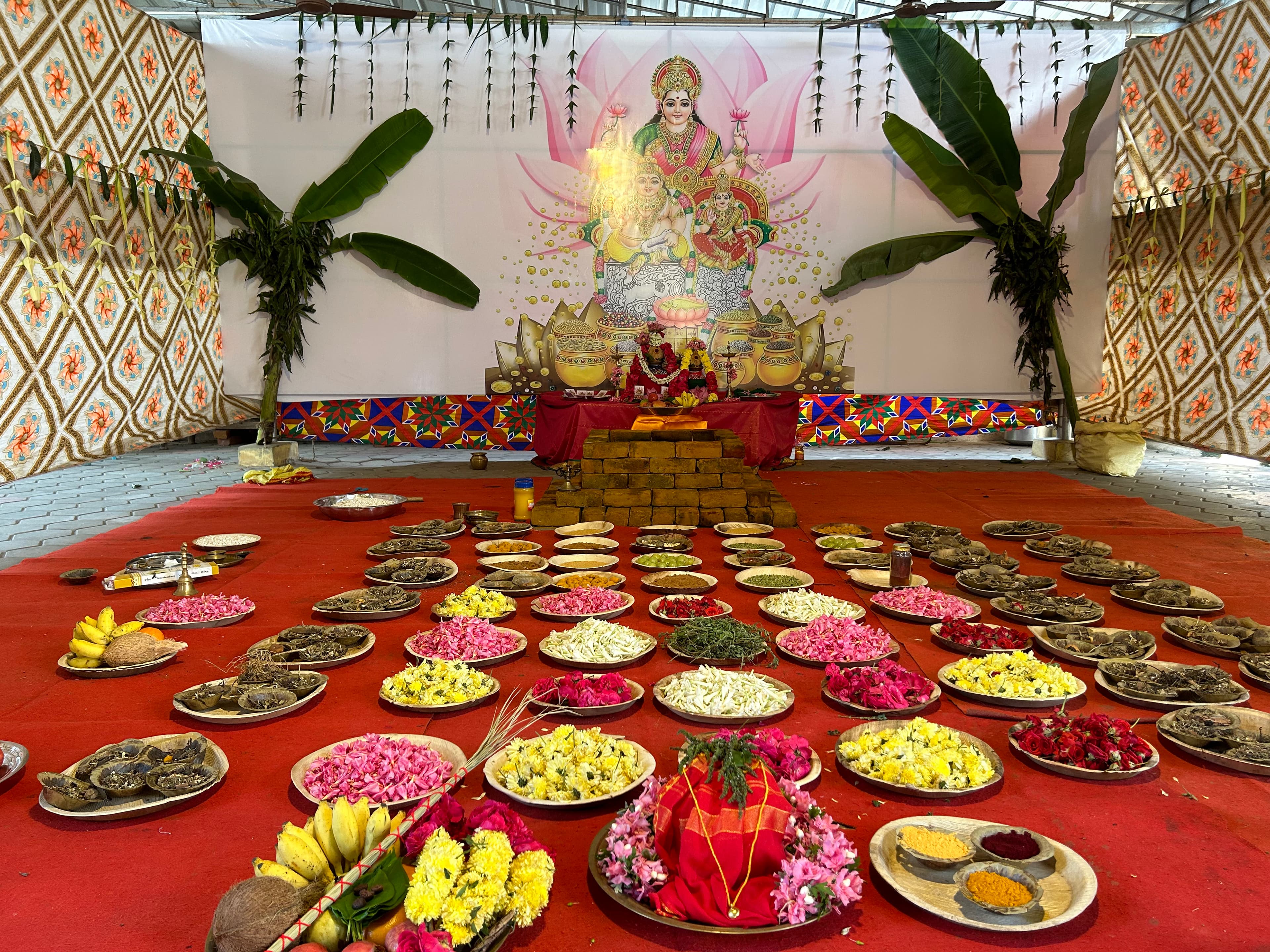 Sacred fire burning with ghee offerings